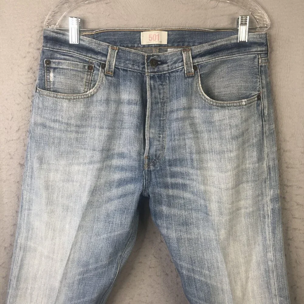 Vintage Levis 501 Jeans Mens 34x30 Leather Patch Button Fly WPL423 Faded Mexico